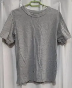 グレー カットアウト デザイン Tシャツ GU 無地 綿 トップス ユーネック
