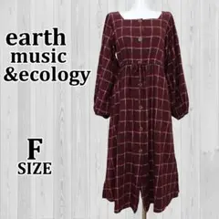 earth music&ecology チェック スクエアネック ワンピース