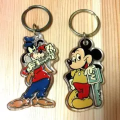 ディズニー ミッキー グーフィー キーホルダー レトロ