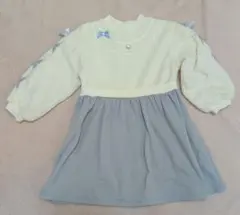 値下げ中 120cm リボン装飾付き 裏起毛 ワンピース Cest geant