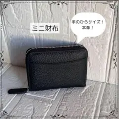 財布 ブラック 本革 ミニ財布 コンパクト きれい 黒