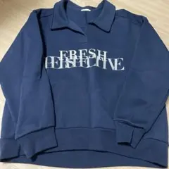 襟付きロゴスウェット　ネイビー