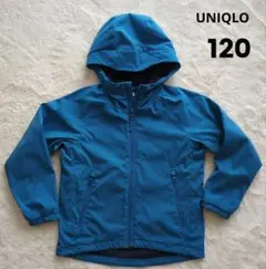ユニクロ　キッズ　フード付き撥水ジャケット　裏フリース　120　ブルー