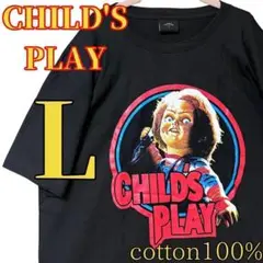 高品質チャイルドプレイ 映画Tシャツ半袖コットン100 新品 チャッキー L黒