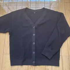 ユニクロ ワッフル カーディガン 黒 Lサイズ 羽織り シンプル