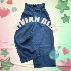 VIVIAN BLUE 【130cm】デニム ハイウエストワイドパンツバックゴム