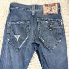 トゥルーレリジョン MARCO BIG T W28 デニム 太ステッチ ダメージのサムネイル