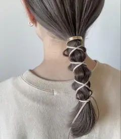 ciite' グルグルヘアフックスエードリボン　ベージュ　シーテ　ヘアカフ