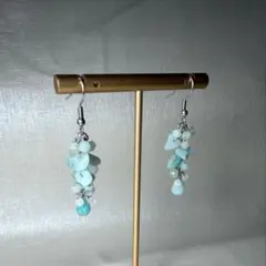 天然石ピアス　アマゾナイト　サージカルステンレスフックピアス