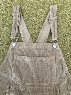 ★コーデュロイ　薄茶色サロペットオーバーオール　ゆったりM〜L