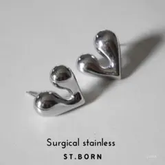 サージカルステンレス　ハートピアス　ぷっくり　シルバー