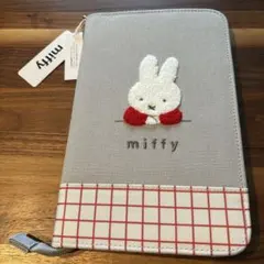 大人気　miffy チェック サガラ刺繍 フリーケース 母子手帳 ポーチ