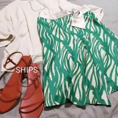 SHIPS シップス アシンメトリータック入デザインスカート グリーンSのサムネイル