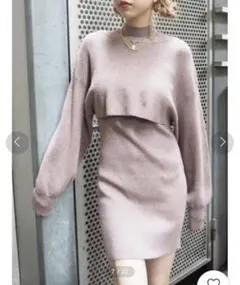 レイヤードニットミニワンピース