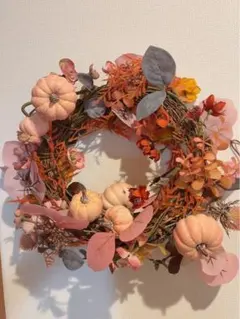 秋のナチュラルリース　かぼちゃ