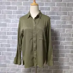 美品 AZUL by moussy カーキ 長袖シャツ S とろみシャツ