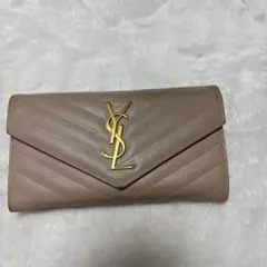 YSL サンローラン 長財布 Vステッチ カサンドラロゴ ベージュ
