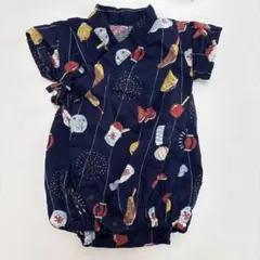 【アプレレクール】甚平 ロンパース 70-80cm お祭り柄 かき氷 提灯