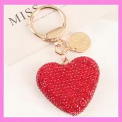 ハート キーホルダー キーリング キーリング チャーム キラキラ レッド