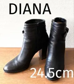 ダイアナ ベルトデザイン サイドシップ ショートブーツ(24.5cm)