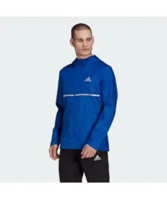 adidas 青 ランニングウィンドブレーカー フード付き