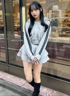 【完売品】GRL リボンパーカー×ミニスカートスウェットセットアップ