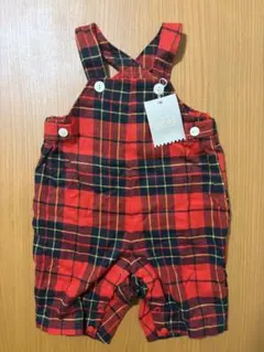 【新品未使用】bebe チェック柄オーバーオール 90
