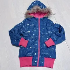 SISTER JENNIファー付フードのリバーシブルダウンコート 紺×ピンク