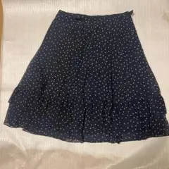 アリスバーリー ネイビー ドット柄 フレアスカート ひざ丈 13号