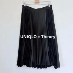 【美品】ユニクロ × セオリー プリーツラップスカート ロング丈 黒 L