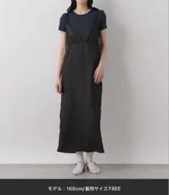 LOWRYS FARM ワッシャーアソート　キャミワンピース　ワンピース　黒