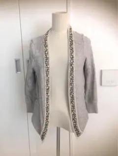 ビジュー付きカーディガン　グレースコンチネンタル　グレー　レディース　スウェット