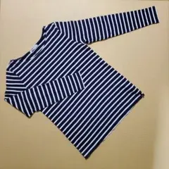 ライトオン バックナンバー ボーダー 長袖Tシャツ M ネイビー×白