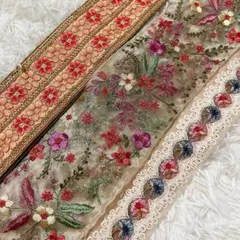 ホ*ト様 インド刺繍リボン　50cm×3色