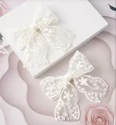 レース　リボン　ヘアクリップ　キッズ　髪型　卒業式　入学式　卒園式　入園式　白