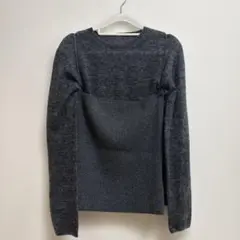 【新品】ミラオーウェン シアーモヘアニット リブベアSET グレー　0 ウール