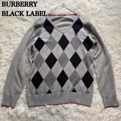 BURBERRY BLACK LABEL アーガイルセーター 綿100 グレー