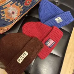 POLER ブラウンニット帽とBENニット帽セット
