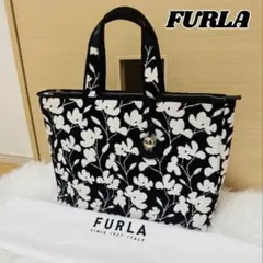 最終価格 【FURLA】保存袋付 かごバッグ 花柄 巾着 スカーフハンドル