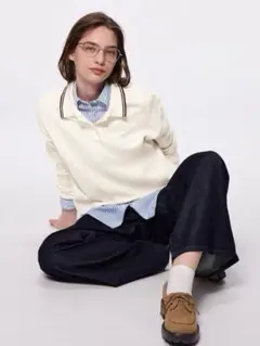 GU オフホワイト ポロセーター　XL