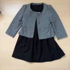 GU グレー チェック柄ジャケット ワンピースセット　110