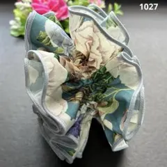 リバティシュシュ新作No1027✿イングリッシュローズ　グリーン✿ハンドメイド