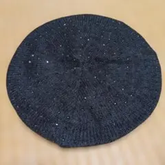 M&S ビーズ付きチャコールニットベレー帽