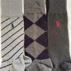 ポロラルフローレンの メンズ用 コットンソックス 3足セット25-27cm、新品