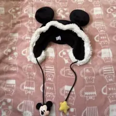 ミッキーマウス耳付きフリース帽子