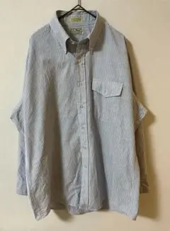 L.L.Bean 90sUSA製ボタンダウンストライプシャツ長袖フラップポケット