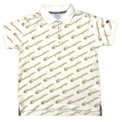 美品　チャンピオン　ポロシャツ　ゴルフシャツ　白×総柄