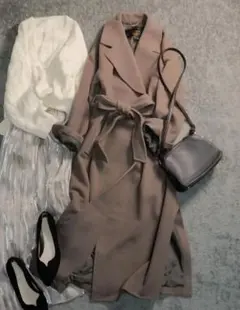 スローブイエナ SUPER100 メルトン ビックラペル ロングコート 36 スローブイエナ SUPER100 メルトン ビックラペル ロングコート 36