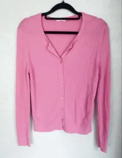 GU ピンク リブ編み カーディガン XL