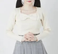 フロントBIGリボンTOPS ホワイト